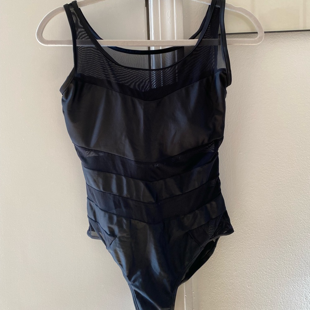 NWOT Black One Piece with Mesh Details